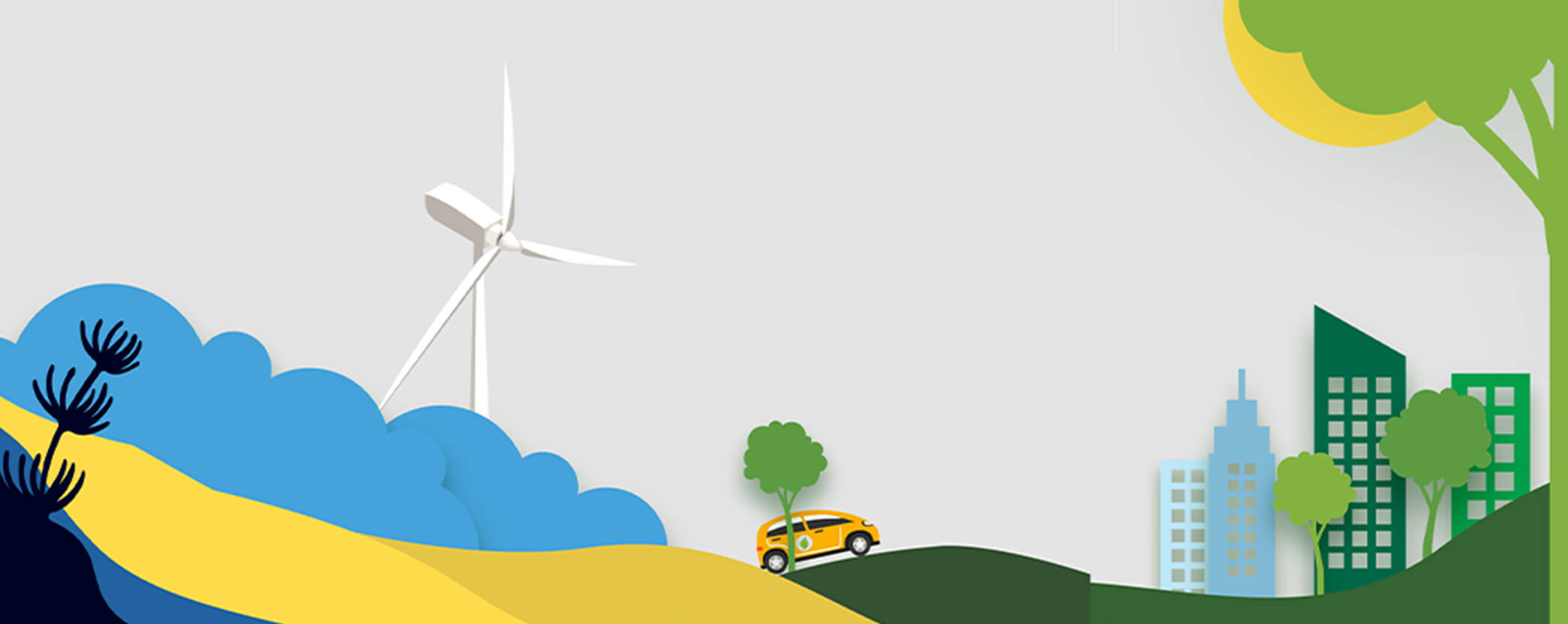 Illustration of clean energy and a healthy environment. 