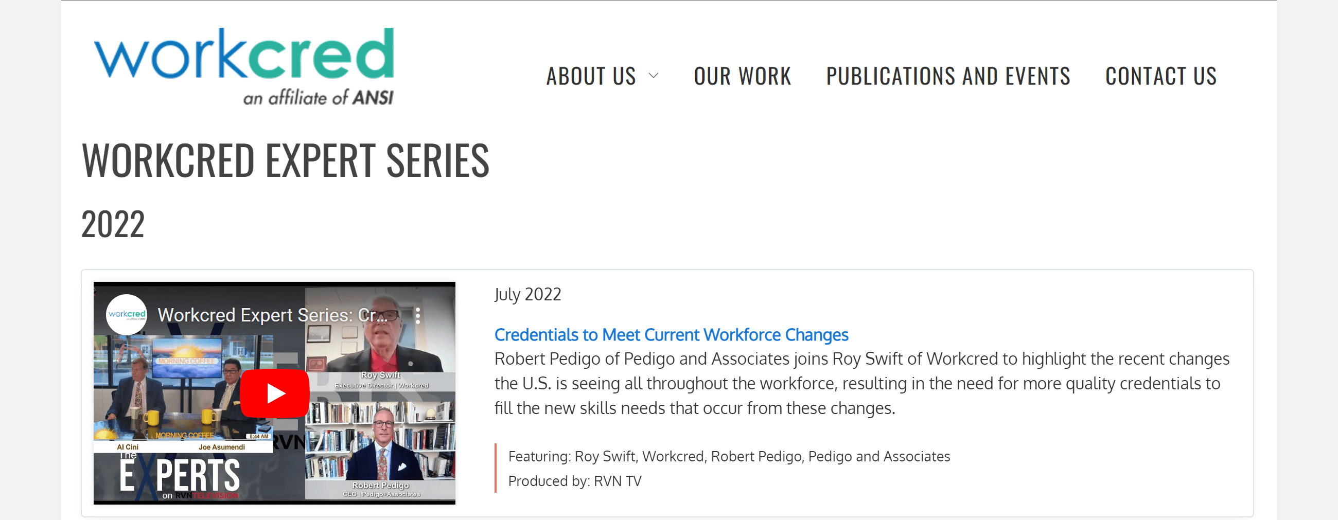 Workcred on tv